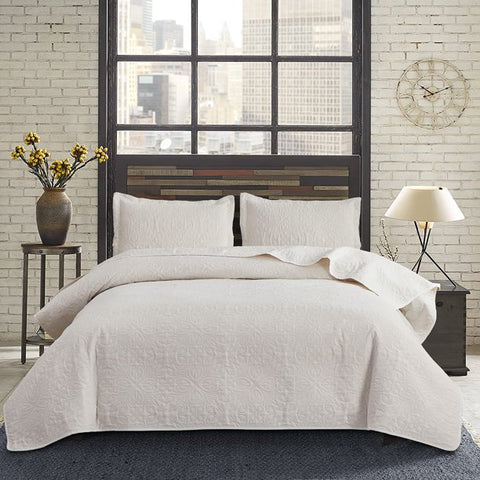 Jessy Home Twin Size Quilts White Lightweight Microfiber Bedspread Coverlet Set