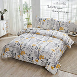 Jessy Home Twin/Queen/King Quilt Set Yellow Floral Reversible Microfiber Bedspread