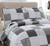 Quilt Set King Floral Bedspread Coverlet Plaid Patchwork Quilt Bedding Morden Lightweight Bedspread Reversible Home Quilts Grey Paisley Floral Quilt Bedspread Black White Plaid Quilt