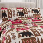 Jessy Home Rustic Cabin Bedding Queen Full Bear and Deer Quilt Set Polyester Bedspread