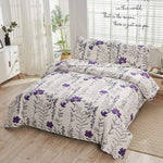 Purple Flower Quilt Twin Floral Bedspread Soft Bedding Coverlet Set