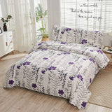 Purple Flower Quilt Twin Floral Bedspread Soft Bedding Coverlet Set