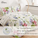 Flower Bedding Twin Floral Quilt Lightweight Bedspread Purple Coverlet