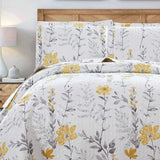 Twin Size Quilts Yellow Floral Bedding Set Flower Bedspread Lightweight Coverlet