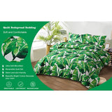 Jessy Home Queen/Full Bedspread Green Bedding Microfiber Reversible Coverlet Leaves Quilt