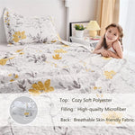 Twin Size Quilts Yellow Floral Bedding Set Flower Bedspread Lightweight Coverlet