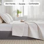 Jessy Home Twin Size Quilts White Lightweight Microfiber Bedspread Coverlet Set