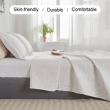 Jessy Home Twin Size Quilts White Lightweight Microfiber Bedspread Coverlet Set