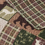 Jessy Home Bedding Cover Queen Size Microfiber Reversible Quilt Set Deer Bear 3 Piece Bed in a Bag Set