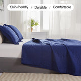 Jessy Home Twin Size Quilts Navy Lightweight Microfiber Bedspread Coverlet Set