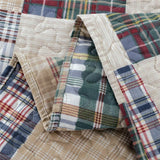 Quilt Set King Size Plaid Bedspread Coverlet King Quilts Patchwork Bedding Mens Plaid Collection Quilt Bedspread Lightweight Reversible Quilt Bedding Set King Bedspread with Pillow Shams,Beige