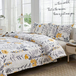 Jessy Home Twin/Queen/King Quilt Set Yellow Floral Reversible Microfiber Bedspread