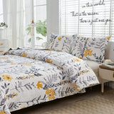 Jessy Home Twin/Queen/King Quilt Set Yellow Floral Reversible Microfiber Bedspread