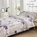 Purple Flower Quilt Twin Floral Bedspread Soft Bedding Coverlet Set