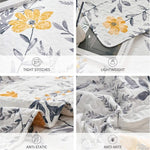 Jessy Home Twin/Queen/King Quilt Set Yellow Floral Reversible Microfiber Bedspread