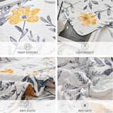 Jessy Home Twin/Queen/King Quilt Set Yellow Floral Reversible Microfiber Bedspread