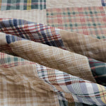 Quilt Set King Size Plaid Bedspread Coverlet King Quilts Patchwork Bedding Mens Plaid Collection Quilt Bedspread Lightweight Reversible Quilt Bedding Set King Bedspread with Pillow Shams,Beige