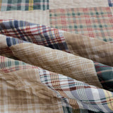 Quilt Set King Size Plaid Bedspread Coverlet King Quilts Patchwork Bedding Mens Plaid Collection Quilt Bedspread Lightweight Reversible Quilt Bedding Set King Bedspread with Pillow Shams,Beige