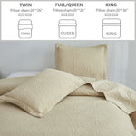 Jessy Home Twin Size Quilts Beige Lightweight Microfiber Floral Bedspread Coverlet Set