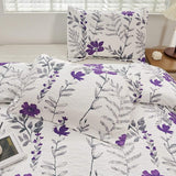 Purple Flower Quilt Twin Floral Bedspread Soft Bedding Coverlet Set