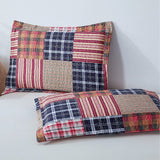 Red Blue Brown Plaid Quilts Full/Queen Size Patchwork Bedspread Soft Breathable Checked Quilt Geometric Bedding Daybed Cover Gingham Coverlet Bed Cover Set