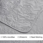 Jessy Home Twin Size Quilts Gray Lightweight Microfiber Floral Bedspread Coverlet Set