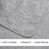 Jessy Home Twin Size Quilts Gray Lightweight Microfiber Floral Bedspread Coverlet Set