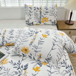 Jessy Home Twin/Queen/King Quilt Set Yellow Floral Reversible Microfiber Bedspread