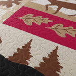 Jessy Home Rustic Cabin Bedding Queen Full Bear and Deer Quilt Set Polyester Bedspread