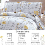 Twin Size Quilts Yellow Floral Bedding Set Flower Bedspread Lightweight Coverlet