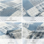 Blue White Plaid Quilts Queen/Full Size Lightweight Patchwork Quilt Summer Soft Breathable Check Bedspread Gingham Bedding Checker Pattern Coverlet Bed Cover Set Geometric Home Decor
