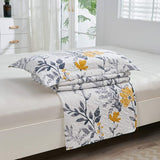 Jessy Home Twin/Queen/King Quilt Set Yellow Floral Reversible Microfiber Bedspread