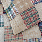 Quilt Set King Size Plaid Bedspread Coverlet King Quilts Patchwork Bedding Mens Plaid Collection Quilt Bedspread Lightweight Reversible Quilt Bedding Set King Bedspread with Pillow Shams,Beige