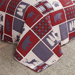 Jessy Home Plaid Quilt King Rustic Cabin Bedspread Coverlet Set Polyester Red Bedding