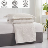 Jessy Home Twin Size Quilts White Lightweight Microfiber Bedspread Coverlet Set