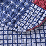 Jessy Home Queen Size Quilt Set Red Blue Patchwork Quilt Microfiber Plaid Bedspread