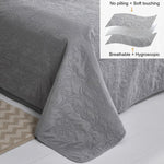 Jessy Home Twin Size Quilts Gray Lightweight Microfiber Floral Bedspread Coverlet Set