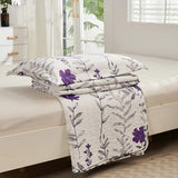 Purple Flower Quilt Twin Floral Bedspread Soft Bedding Coverlet Set