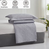 Jessy Home Twin Size Light Gray Quilt Set Microfiber Floral Bedspread Coverlet