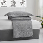Jessy Home Twin Size Quilts Gray Lightweight Microfiber Floral Bedspread Coverlet Set