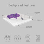 Purple Flower Quilt Twin Floral Bedspread Soft Bedding Coverlet Set