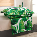 Jessy Home Queen/Full Bedspread Green Bedding Microfiber Reversible Coverlet Leaves Quilt