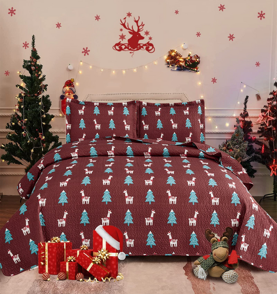 Jessy Home Kids Quilt Twin Alpaca Microfiber Red Bedspread Bedding Set