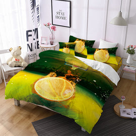 Jessy Home Green Yellow Bedding Set 3D Fire Basketball Duvet Cover Set Sports Design Bedding King Queen Pillowcase Soft Bedclothes 3Pcs D40