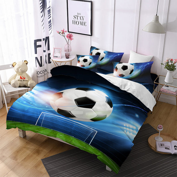 Jessy Home 3Pcs 3D Football Bedding Set Sports Stadium Print Duvet Cover Set Soccer Fans Gifts Bedroom Decor Soft Bedclothes Pillowcase