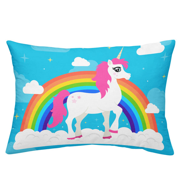 Jessy Home Rainbow Unicorn Print Pillow Case Girls Sweet Cartoon 2 Pieces  Pillowcase King Queen Bedclothes Soft Pillow Cover Home Textile(No Filling)