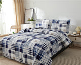 Plaid Reversible Ultra Thin Lightweight Quilt Set,Navy Blue Grid Coverlet Bedspread Quilted Bed Sheets with Pillow Shams,Dark Blue White Checkered Bedding Sets for Spring Summer(Full/Queen,Navy Blue)