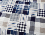 Plaid Reversible Ultra Thin Lightweight Quilt Set,Navy Blue Grid Coverlet Bedspread Quilted Bed Sheets with Pillow Shams,Dark Blue White Checkered Bedding Sets for Spring Summer(Full/Queen,Navy Blue)
