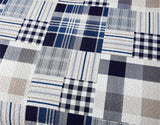 Plaid Reversible Ultra Thin Lightweight Quilt Set,Navy Blue Grid Coverlet Bedspread Quilted Bed Sheets with Pillow Shams,Dark Blue White Checkered Bedding Sets for Spring Summer(Full/Queen,Navy Blue)