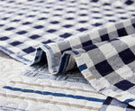 Plaid Reversible Ultra Thin Lightweight Quilt Set,Navy Blue Grid Coverlet Bedspread Quilted Bed Sheets with Pillow Shams,Dark Blue White Checkered Bedding Sets for Spring Summer(Full/Queen,Navy Blue)
